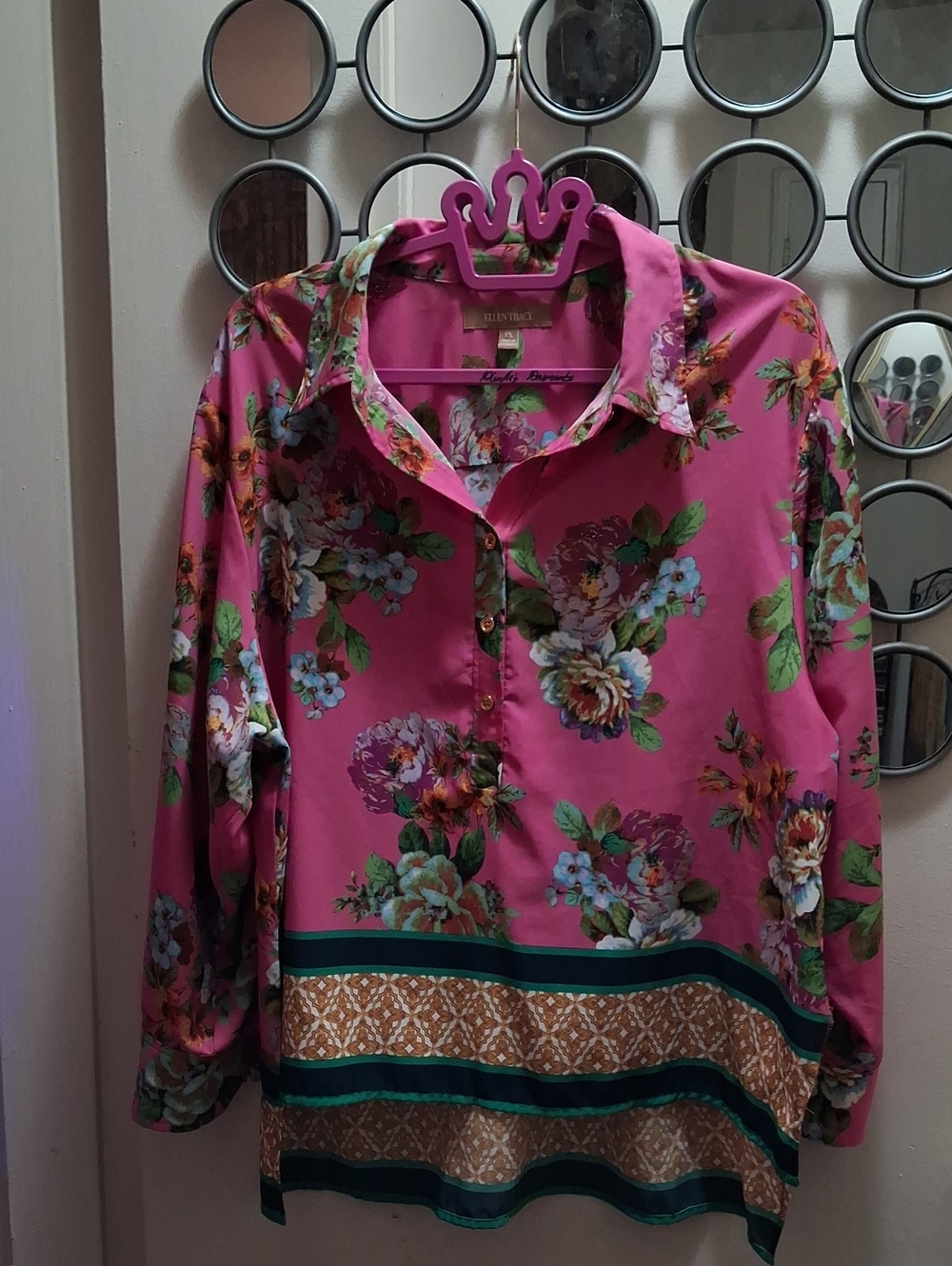 ELLEN TRACY PINK FLORAL Blouse